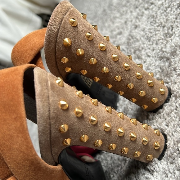 Gucci Two Tone Suede Madison Studded Heel Sandals - Picture 6 of 16